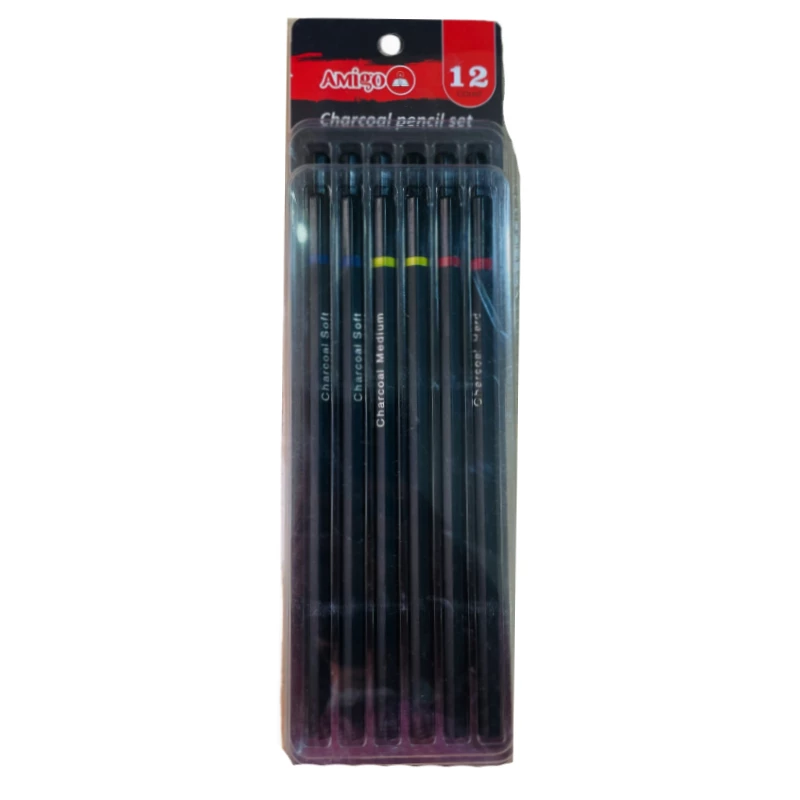 Amigo Charcoal Color Pencil Set, 12 Pieces - Amigo