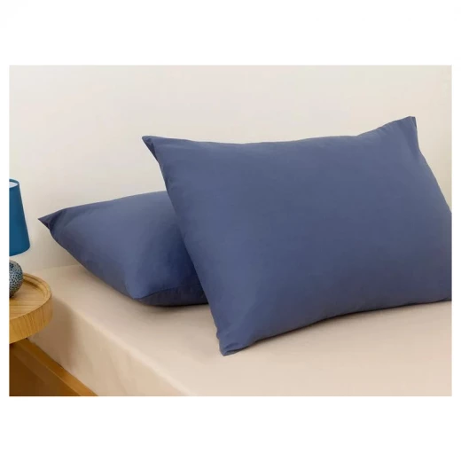 غطاء وسادة قطن سادة, لون ازرق, 50*70 سم, قطعتان من انجلش هوم غطاء وسادة قطن سادة, لون ازرق, 50*70 سم, قطعتان من انجلش هوم
