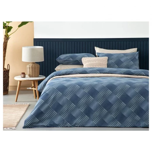 طقم غطاء لحاف مزدوج من القطن بتصميم مربعات منقطة, 200* 220 سم من انجلش هوم طقم غطاء لحاف مزدوج من القطن بتصميم مربعات منقطة, 200* 220 سم من انجلش هوم