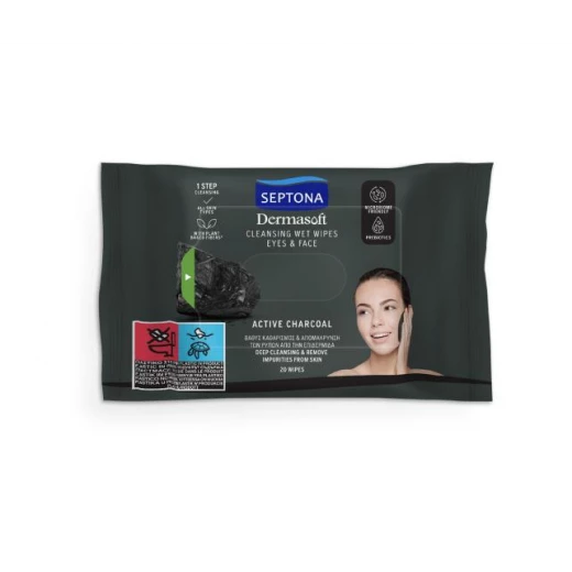 Septona Dermasoft Active Charcoal Cleansing Wipes 20 Count for Face & Eyes Deep Pore Cleanse & Refreshing Skincare Septona Dermasoft Active Charcoal Cleansing Wipes 20 Count for Face & Eyes Deep Pore Cleanse & Refreshing Skincare