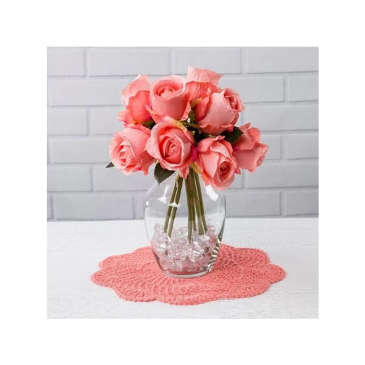 Armn Faux Single Stem Rose, Pink Armn Faux Single Stem Rose, Pink
