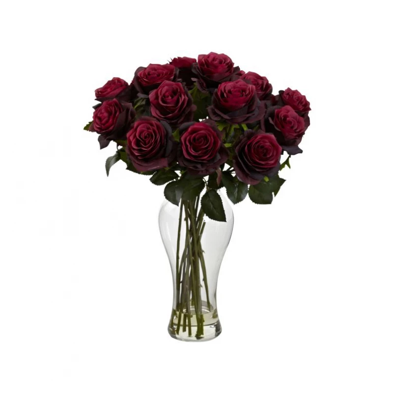 Armn Faux Single Stem Rose, Burgundy - Armn