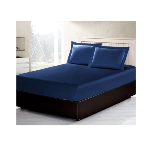 Armn Vero Fitted Sheet, Navy Color, King Size, 3 Pieces Armn Vero Fitted Sheet, Navy Color, King Size, 3 Pieces