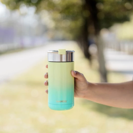 كوب حافظ للحرارة من الستانلس ستيل مع فلتر , مدرج اخضر  400 مل - كوكا - Image 2