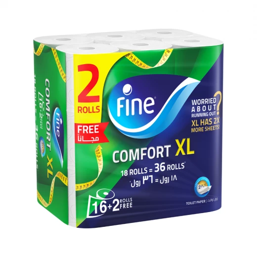 Fine Comfort XL Toilet Paper Roll, 350 Sheets, 2 Layers, 18 Rolls Fine Comfort XL Toilet Paper Roll, 350 Sheets, 2 Layers, 18 Rolls