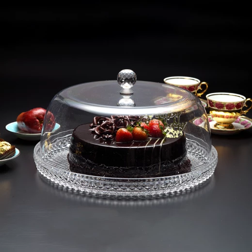 طقم أكريلك تقديم للكيك دائري بتصميم الألماس من فاج - فيغ - Image 2