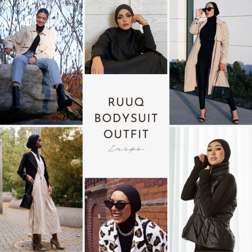 بودي نسائي للرضاعة بأكمام طويلة مع قنطة حجاب لون أسود حجم كبير جدا من روق - روق - Image 7