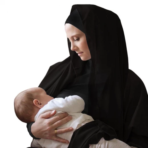 بودي نسائي للرضاعة بأكمام طويلة مع قنطة حجاب لون أسود حجم كبير جدا جدا جدا من روق - روق - Image 2