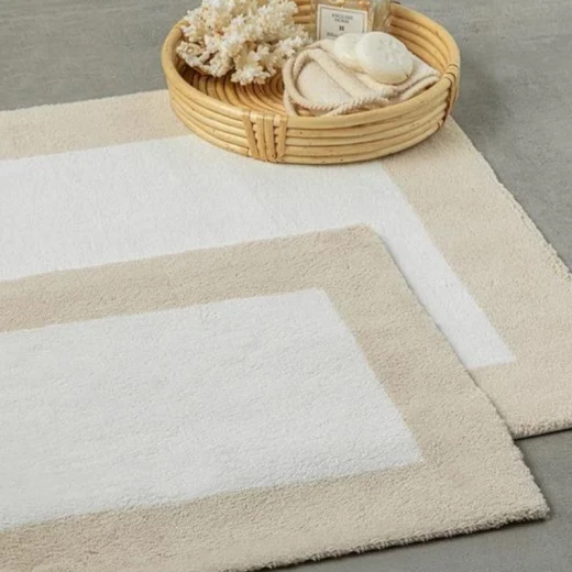 طقم دعاسة حمام تيترا قطن بيج - إكرو 60*90+40*60 من انجليش هوم طقم دعاسة حمام تيترا قطن بيج - إكرو 60*90+40*60 من انجليش هوم