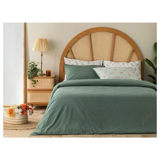 طقم غطاء لحاف قطن مجوز، أخضر، 200×220 سم, 4 قطع من انجلش هوم - انجلش هوم - Image 2