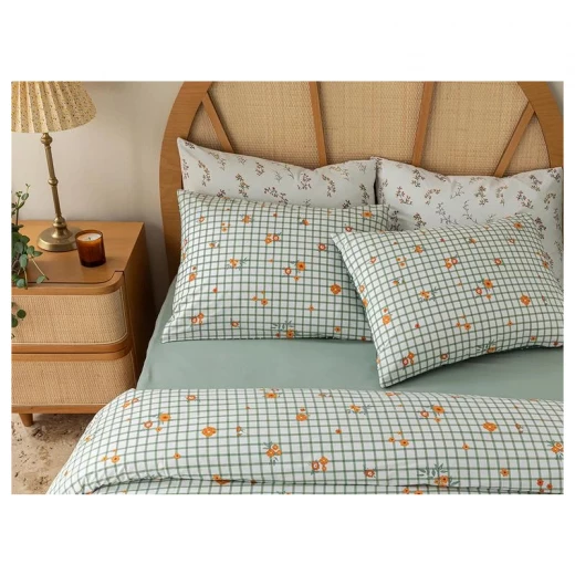 طقم غطاء لحاف قطن مجوز، أخضر، 200×220 سم, 4 قطع من انجلش هوم - انجلش هوم - Image 3