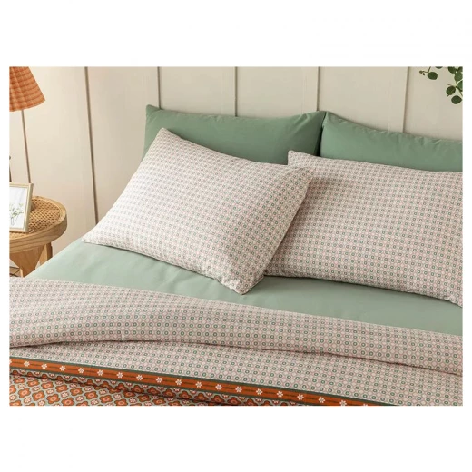طقم غطاء لحاف قطن مجوز، برتقالي، 200×220 سم, 4 قطع من انجلش هوم - انجلش هوم - Image 3