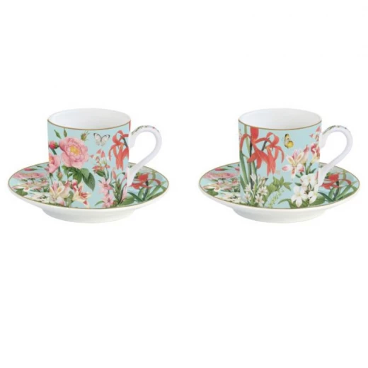 Easy Life Botanic Garden Cups & Saucers Set in Box -  75ml   Multicolored 4-Piece - Easy Life - Image 2