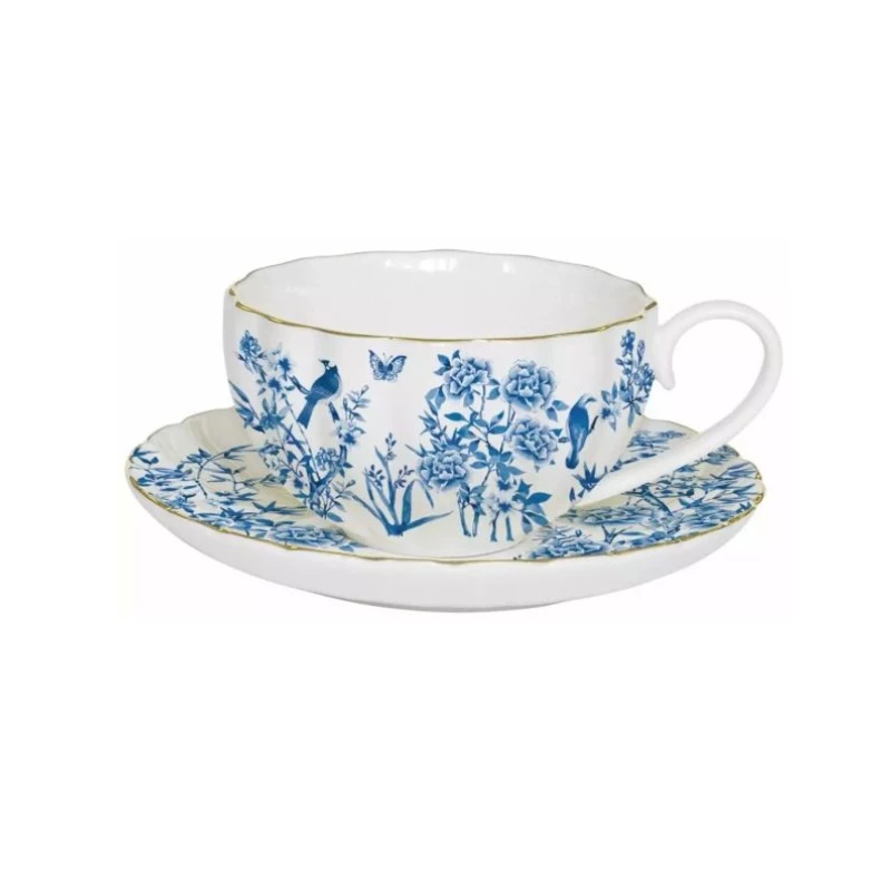 Easy Life Paradise Garden Cup & Saucer Set in Box - White & Blue 200ml - Easy Life