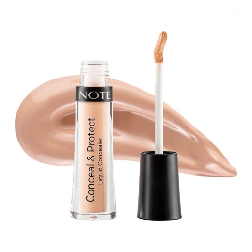 كونسيلر سائل Conceal & Protect من Note Cosmetique لون وردي دافئ لإخفاء العيوب 4.5 مل كونسيلر سائل Conceal & Protect من Note Cosmetique لون وردي دافئ لإخفاء العيوب 4.5 مل
