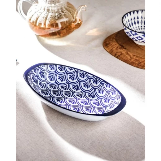 Madame Coco Rêve Bleu Belfort New Bone China Oval Plate with Handle - Madame COCO - Image 2