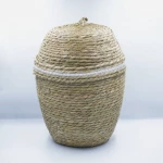سلة غسيل مستديرة صغيرة بغطاء من نوردال - بيج  من ارمان - ارمن