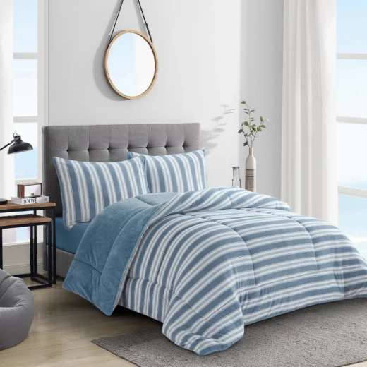 Nova home bliss winter flannel comforter set - king/super king - blue 6pcs Nova home bliss winter flannel comforter set - king/super king - blue 6pcs