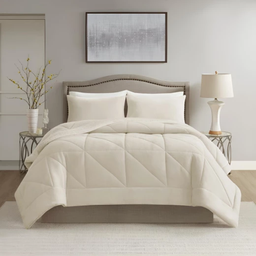 Nova Home Essentials Velvet Flannel To Sherpa Winter Comforter -King/Super King- Ivory Nova Home Essentials Velvet Flannel To Sherpa Winter Comforter -King/Super King- Ivory
