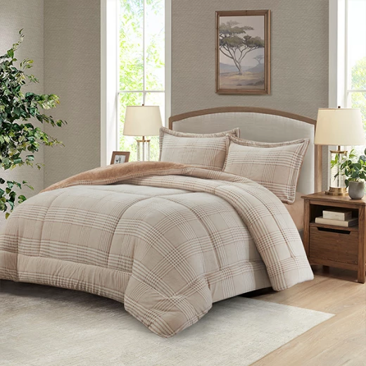 Nova Home Sketch Winter Printed Flannel Comforter Set - King/Super King - Beige 4 Pcs Nova Home Sketch Winter Printed Flannel Comforter Set - King/Super King - Beige 4 Pcs