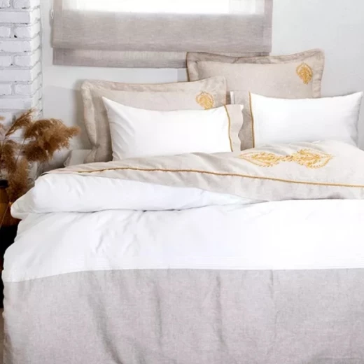 EcoCotton Duvet Cove Hanzader King Cream/Gold 6Pcs Set EcoCotton Duvet Cove Hanzader King Cream/Gold 6Pcs Set
