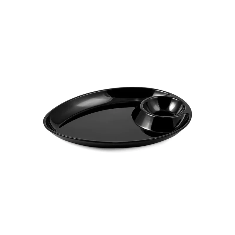 طبق مثلث الميلامين مع ثقب الصلصة 25*19.25*2.5 سم أسود  من فاج - فيغ