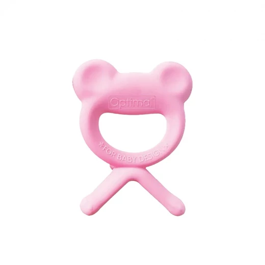 Optimal Rubber Frog Shape Baby Silicone Teether, Pink Optimal Rubber Frog Shape Baby Silicone Teether, Pink