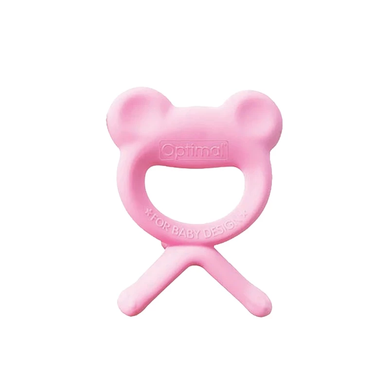 Optimal Rubber Frog Shape Baby Silicone Teether, Pink - Optimal