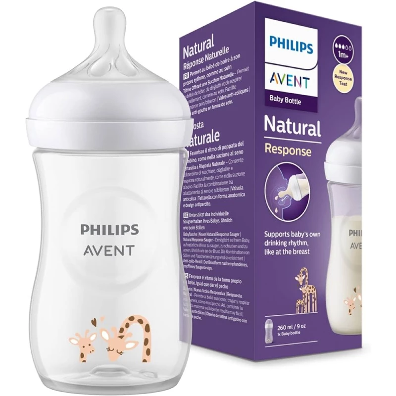 Philips Avent Natural Response Bottle Single Pack Giraffe  260ml - Philips Avent