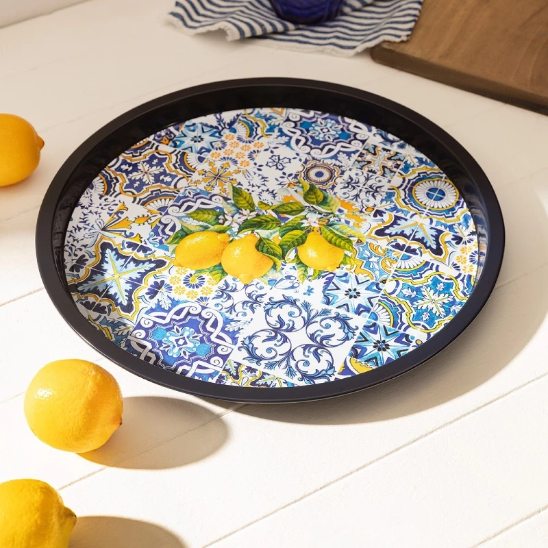 صينية ليمونشا معدنية دائرية 35*35*2.8 سم من مدام كوكو - مدام كوكو