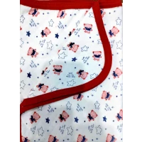 Baby Cotton Blanket, Red-Violet with Bear