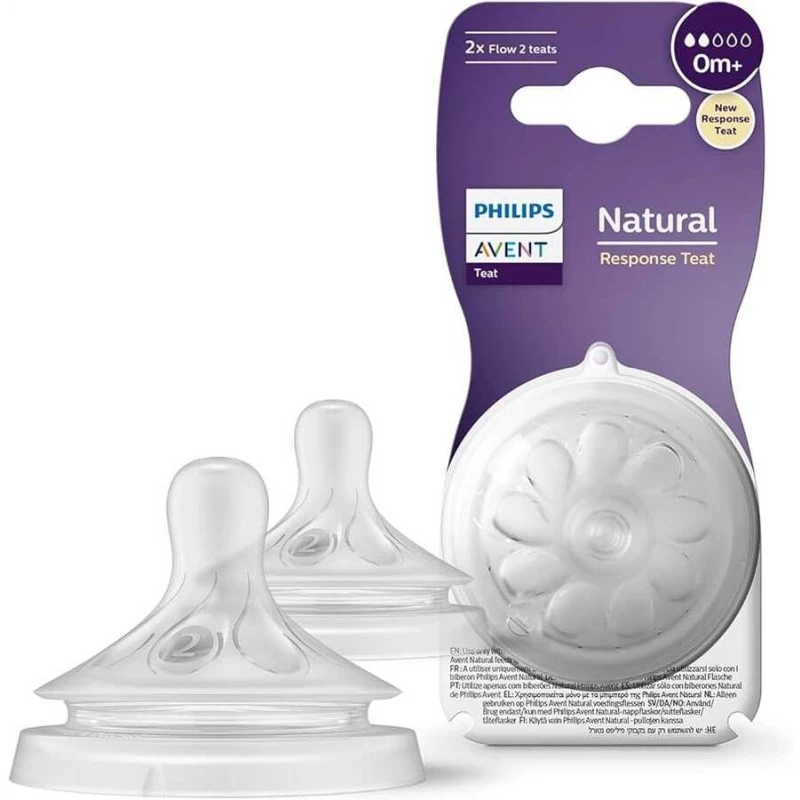 Philips Avent Natural Response 2-Piece Bottle Teat, Size 2, 0 Months+ - Philips Avent