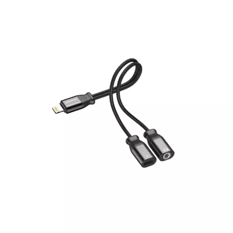 Awei cl-73 lightning adapter to lightning & 3.5mm 2a black - AWEI