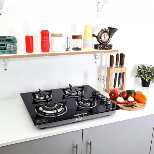 Geepas 4-Burner Tempered Glass Gas Hob, 6.51kW, Auto Ignition, Black GK4410 - GEEPAS - Image 4