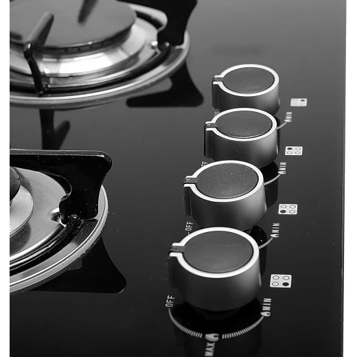 Geepas 4-Burner Tempered Glass Gas Hob, 6.51kW, Auto Ignition, Black GK4410 - GEEPAS - Image 3