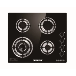 Geepas 4-Burner Tempered Glass Gas Hob, 6.51kW, Auto Ignition, Black GK4410