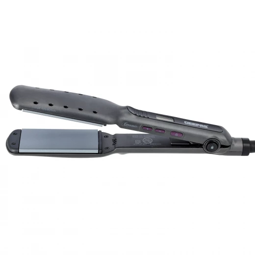 Geepas GHS86050 Wet & Dry Hair Straightener, Ceramic Coated Plates, Ionic Function, LCD Temperature Control, Swivel Cord, Hanging Loop. Geepas GHS86050 Wet & Dry Hair Straightener, Ceramic Coated Plates, Ionic Function, LCD Temperature Control, Swivel Cord, Hanging Loop.