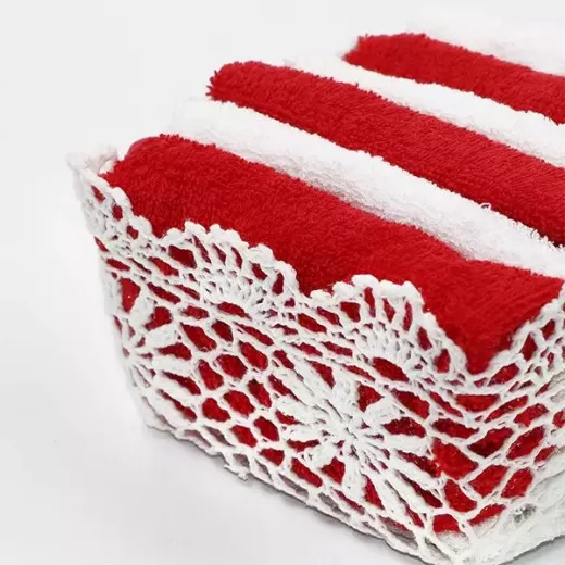 Weva Florina Guest Towels Basket, Red Color, 6 Pieces - Weva - Image 3