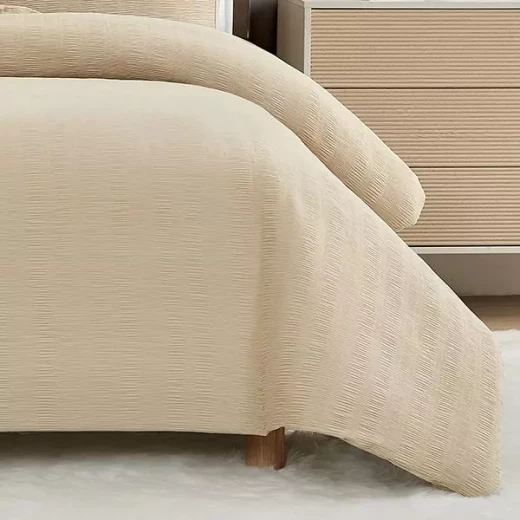 طقم لحاف بنسيج مميز سمبلي, باللون البييج, قياس كينج, 4 قطع من نوفا هوم - نوفا هوم - Image 3