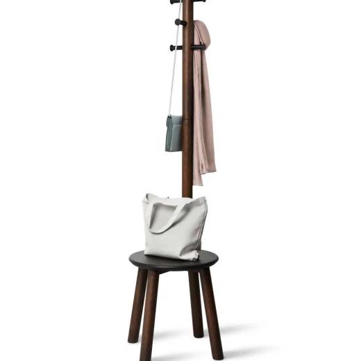 Umbra Pillar Stool and Coatrack - Black & Walnut Umbra Pillar Stool and Coatrack - Black & Walnut