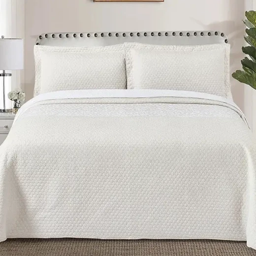 Nova Home Chervil Jacquard Bed Spread Set, Poly Cotton, Beige Color, Twin Size - Nova Home - Image 4