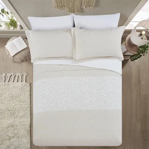 Nova Home Chervil Jacquard Bed Spread Set, Poly Cotton, Beige Color, Twin Size - Nova Home - Image 3