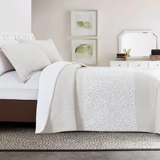 Nova Home Chervil Jacquard Bed Spread Set, Poly Cotton, Beige Color, Twin Size - Nova Home - Image 2