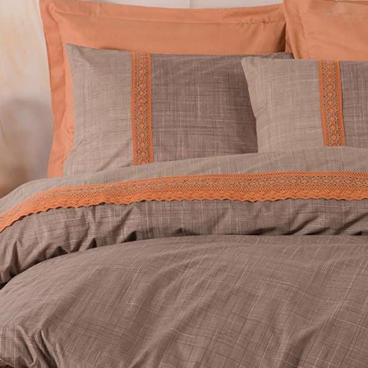 Nova Home Hazel Duvet Cover Set ,100% Cotton, Brown & Orange Color, King Size, 4 Pieces - Nova Home - Image 2