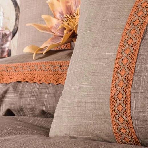 Nova Home Hazel Duvet Cover Set ,100% Cotton, Brown & Orange Color, King Size, 4 Pieces - Nova Home - Image 3