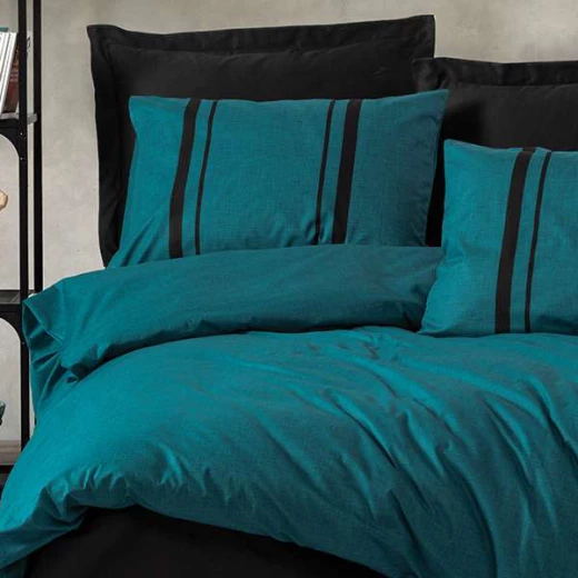Nova Home Bitter Duvet Cover Set ,100% Cotton, Petrol & Black Color, King Size, 4 Pieces - Nova Home - Image 3
