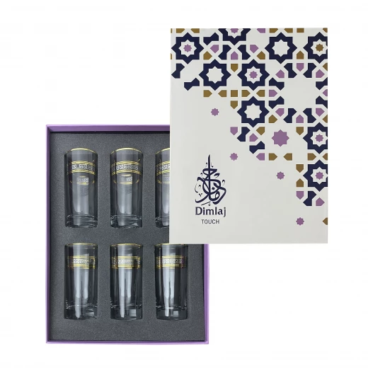 دملاج طقم كاسة شراب زجاج الذهب والبلاتين (عدد 6) - دملاج - Image 2
