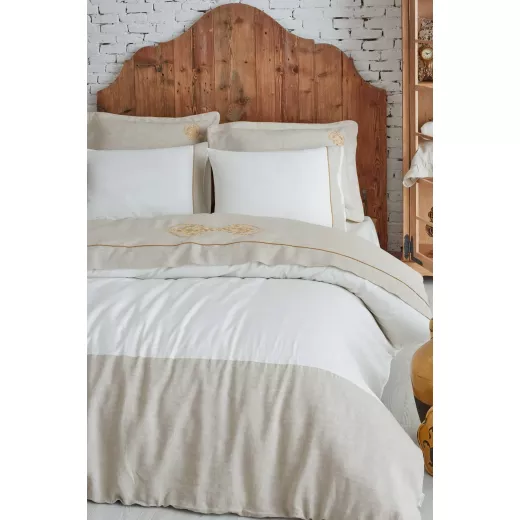 EcoCotton Duvet Cove Hanzader King Cream/Gold  6Pcs Set - Eco Cotton - Image 2