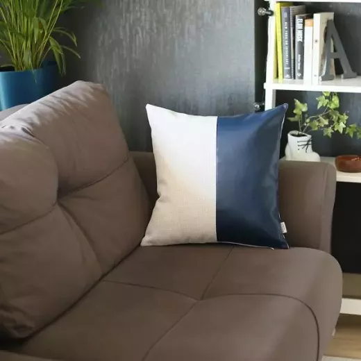 Nova Home Boho Chic Leather & Jacquard Cushion Cover, 45x45 Cm - Nova Home - Image 2