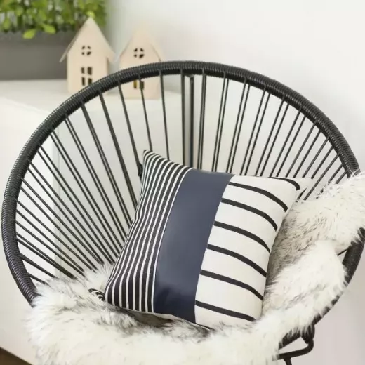 Nova Home Boho Chic Leather & Jacquard Cushion Cover,  45x45 Cm - Nova Home - Image 3